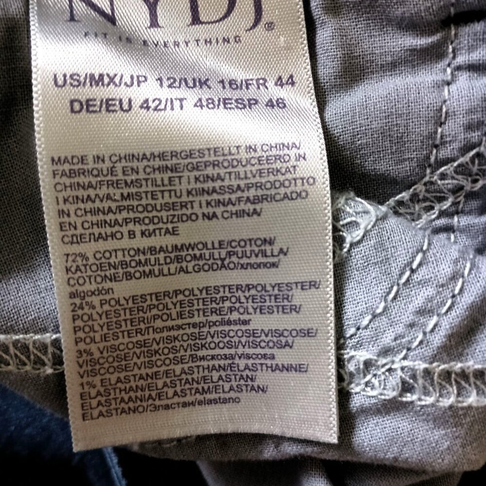 NYDJ Alina High Rise Slim Leg Jegging Jeans Sz 12 Blue Sparkle Stretch Denim - Picture 4 of 9